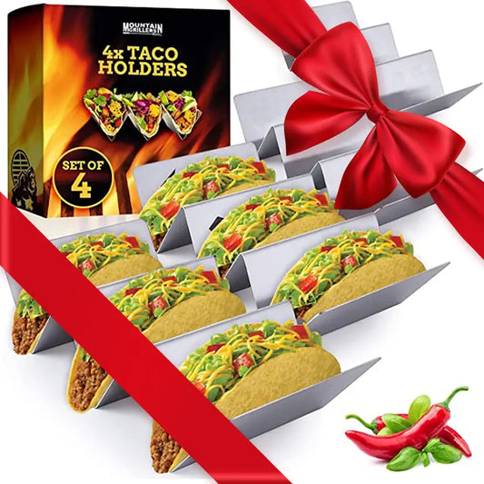 Mountain Grillers Stainless Steel Reversible Taco Holders Set of 4