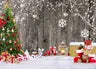 10×8 ft Christmas Photography Backdrop – Santa, Snowman & Gifts Winter Scene