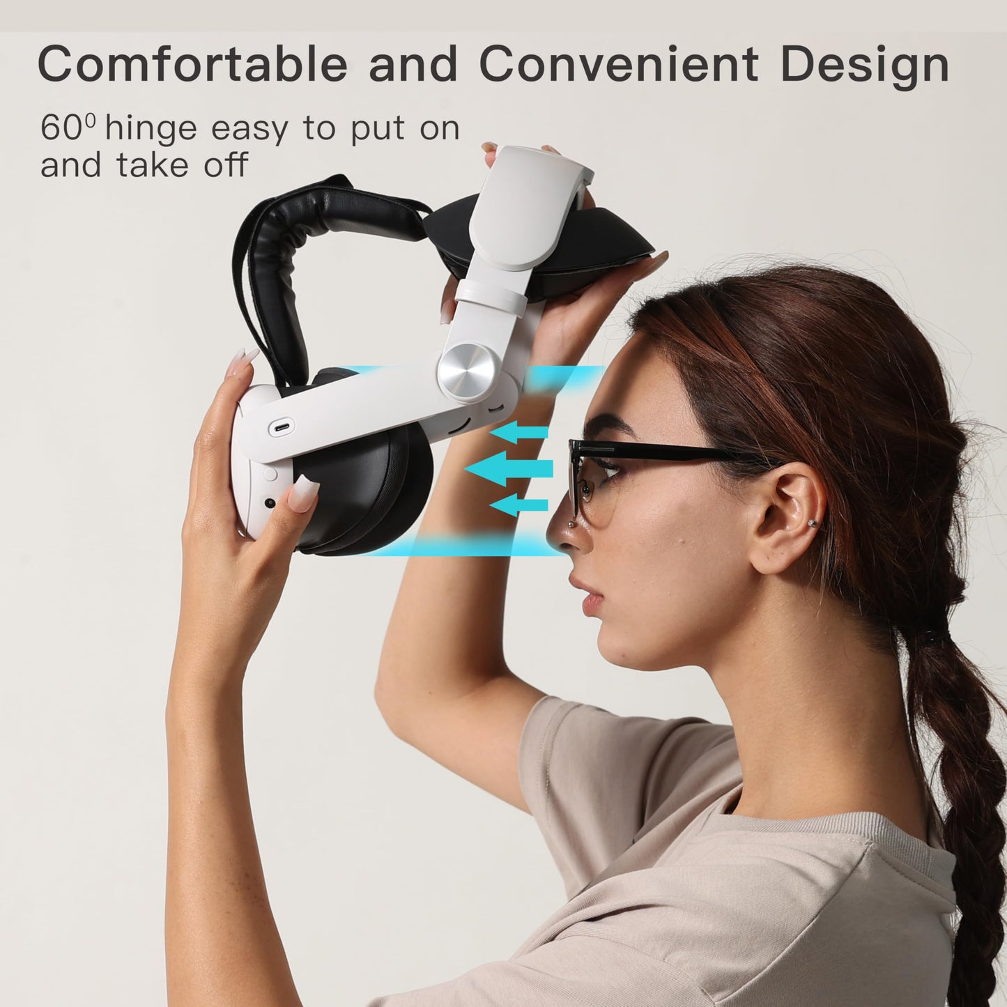 Adjustable Head Strap for Meta Quest 3 VR Headset - ABS + Foam, White