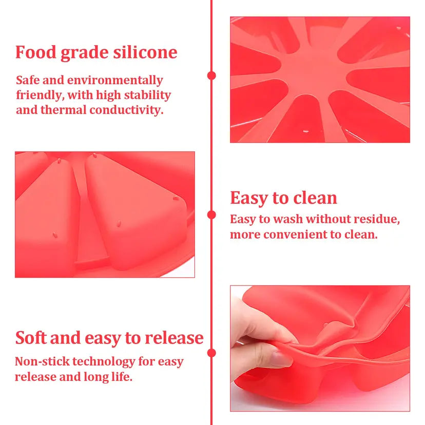 AMJKEJI 2 Pcs Silicone Triangle Baking Moulds Non-Stick 8 Cavity Cake Pan