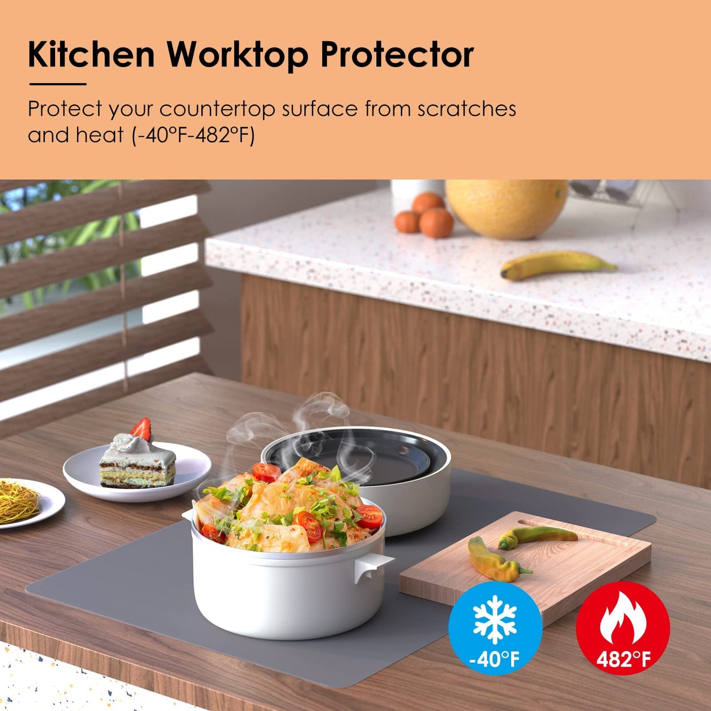KitchenRaku Extra Large Silicone Worktop Protector Mat Heat Resistant