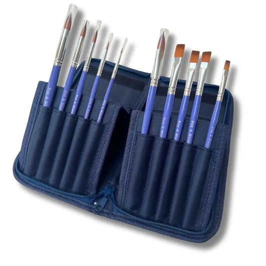 Fox & Willow 10-Piece Artist Paint Brush Set with Pop-Up Stand Case