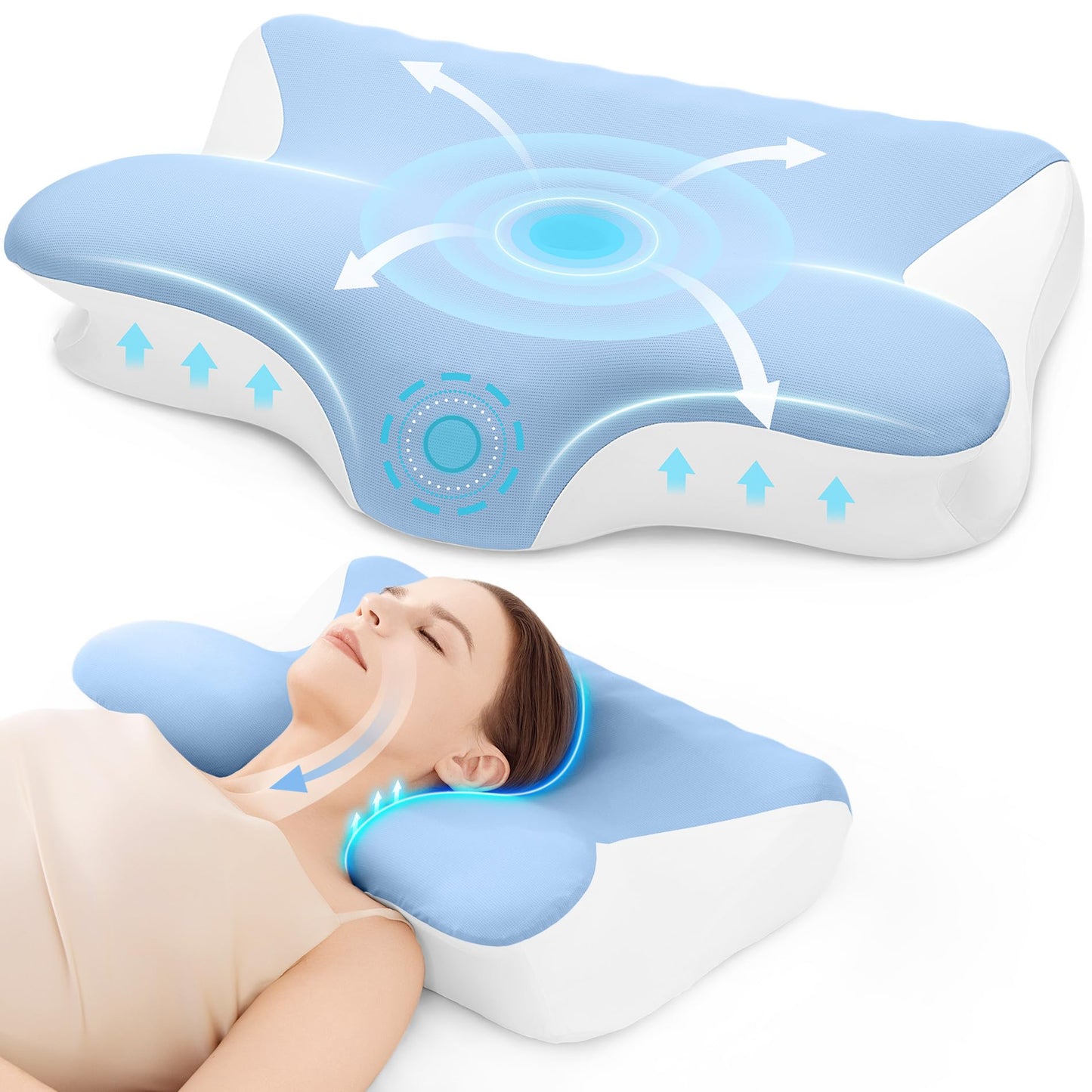 Restnature Ergonomic Cervical Neck Pillow Memory Foam Adjustable Height