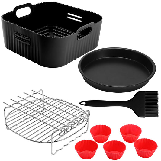 Moleath 23 cm XL Silicone & Steel Air Fryer Accessory Set – COSORI & Russell Hobbs